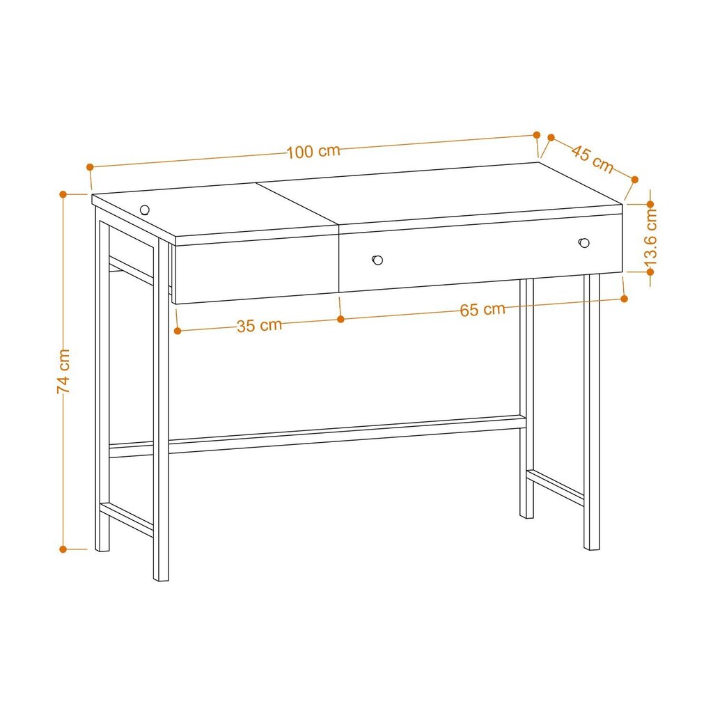 Opintopöytä, Asir, 100x74x45 cm, valkoinen/musta hinta ja tiedot | Tietokonepöydät ja työpöydät | hobbyhall.fi