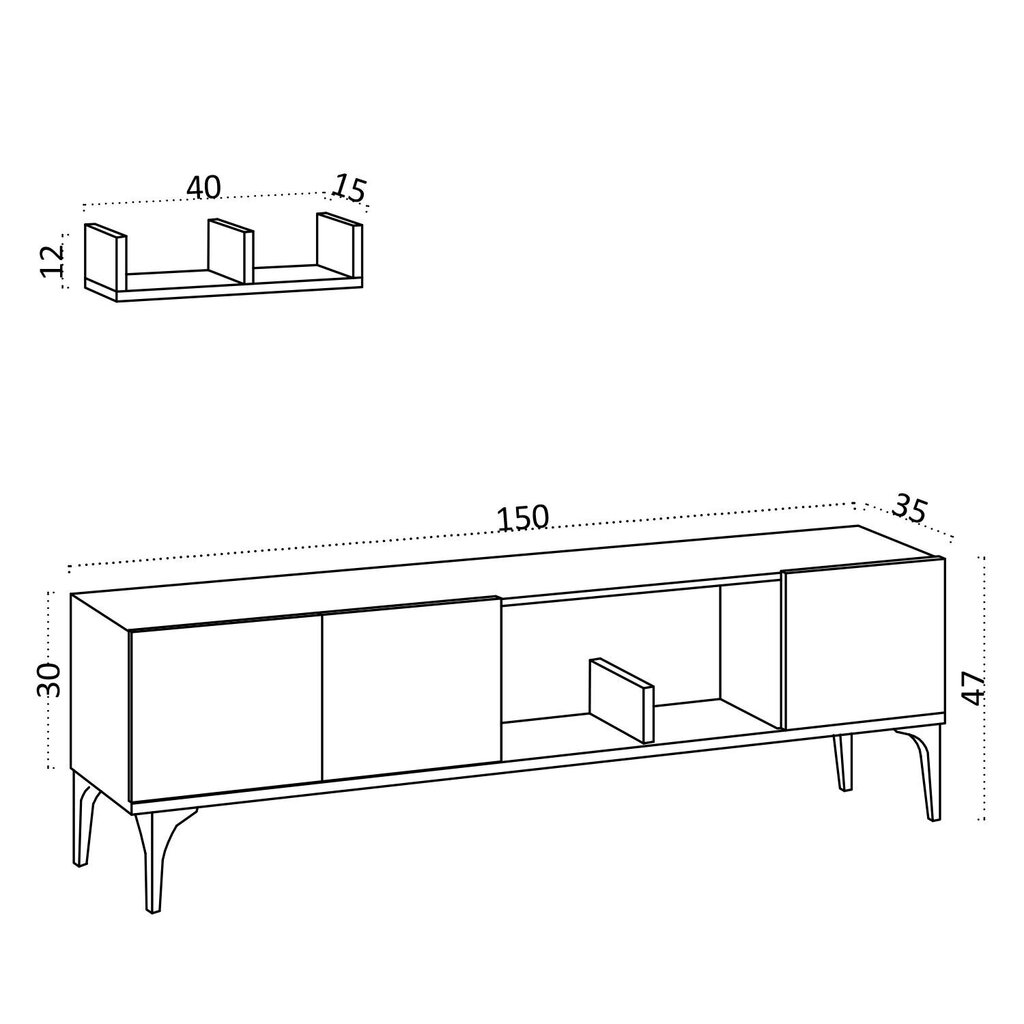 TV-yksikkö, Asir, 150x47x35 cm, ruskea/musta hinta ja tiedot | TV-tasot | hobbyhall.fi