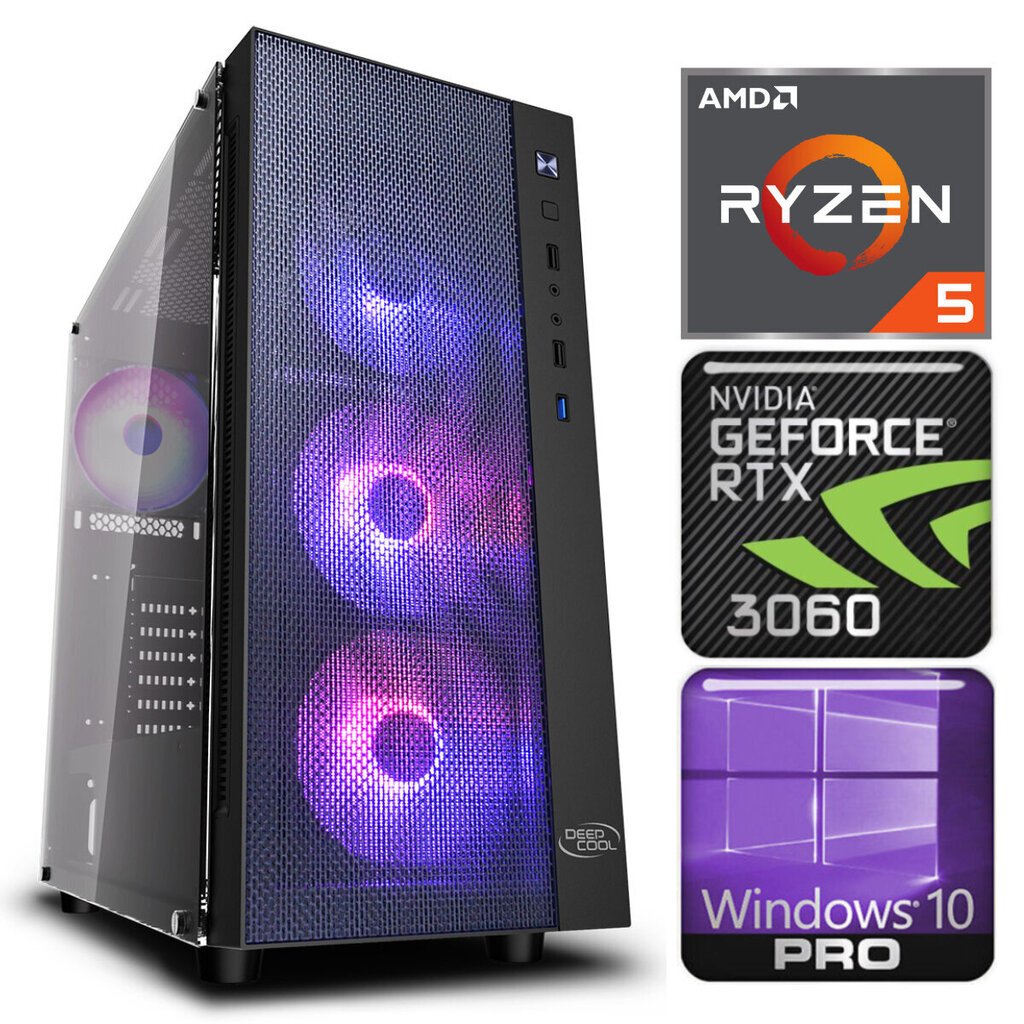 Intop Ryzen 5 5600X 16GB 240SSD M.2 NVME+2TB RTX4060 8GB WIN10Pro hinta ja tiedot | Pöytätietokoneet | hobbyhall.fi