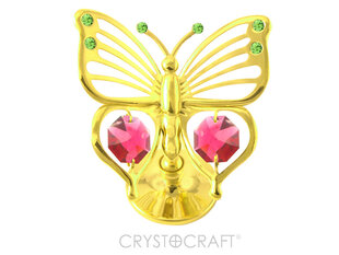 Figuuri, Butterfly, monivärisillä SWAROVSKI-kiteillä, 24K kullattu hinta ja tiedot | Sisustustuotteet | hobbyhall.fi