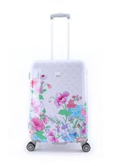 Keskikokoinen matkalaukku Elle Flower, valkoinen, 68x45x27 cm hinta ja tiedot | Matkalaukut ja -kassit | hobbyhall.fi
