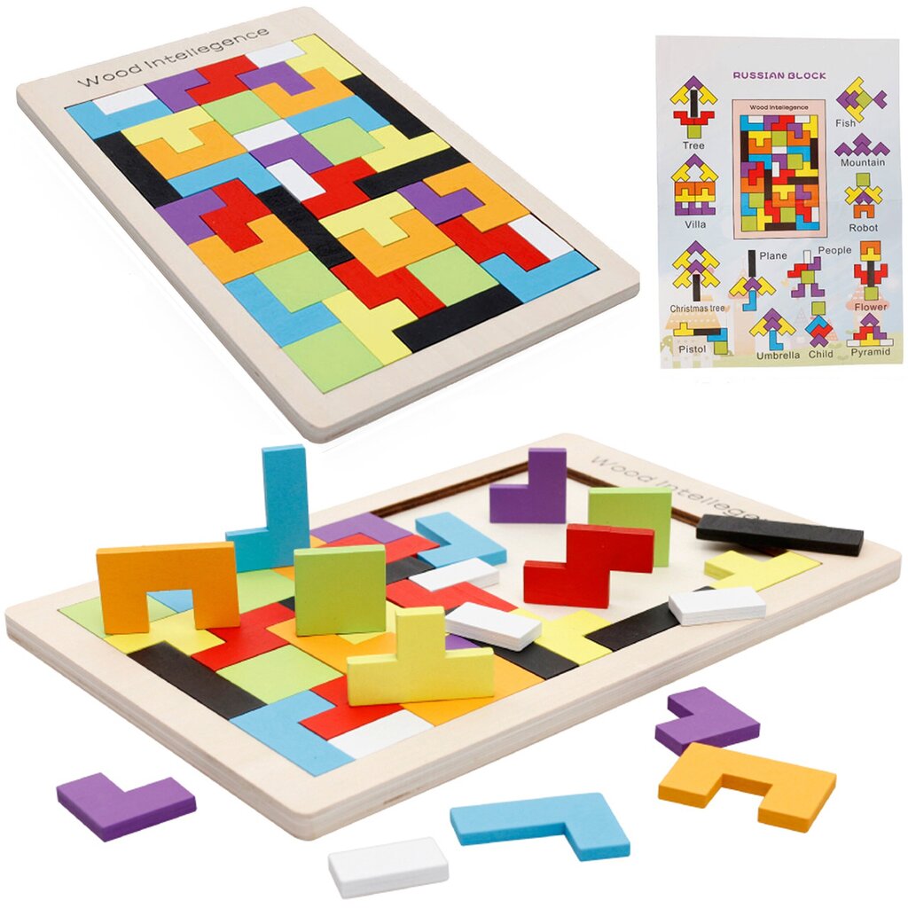 Puinen palapeli "Tetris", A hinta ja tiedot | Kehittävät lelut | hobbyhall.fi