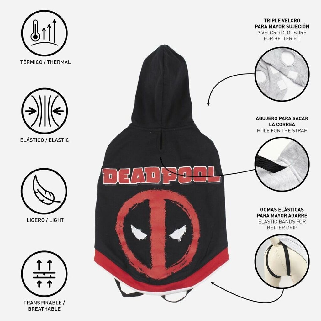 Koiran collegepusero Deadpool XXS Musta hinta ja tiedot | Koiran vaatteet | hobbyhall.fi