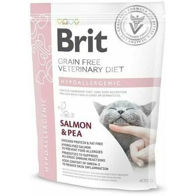 Kuivaruoka Brit GF Veterinary Diets aikuisille kissoille, lohta ja herneitä Hypoallergeeninen, 0,4 kg hinta ja tiedot | Kissan kuivaruoka | hobbyhall.fi