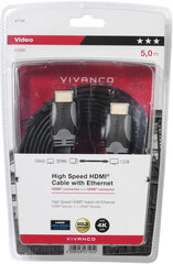 Vivanco-kaapeli HDMI - HDMI 5m litteä (47105) hinta ja tiedot | Kaapelit ja adapterit | hobbyhall.fi