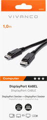 Vivanco-kaapeli DisplayPort - DisplayPort 1m (45520), musta hinta ja tiedot | Kaapelit ja adapterit | hobbyhall.fi