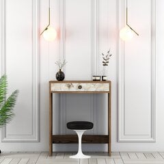 Meikkipöytä, Asir, 70x40x84,7 cm, ruskea/valkoinen/marmori hinta ja tiedot | Peilipöydät | hobbyhall.fi