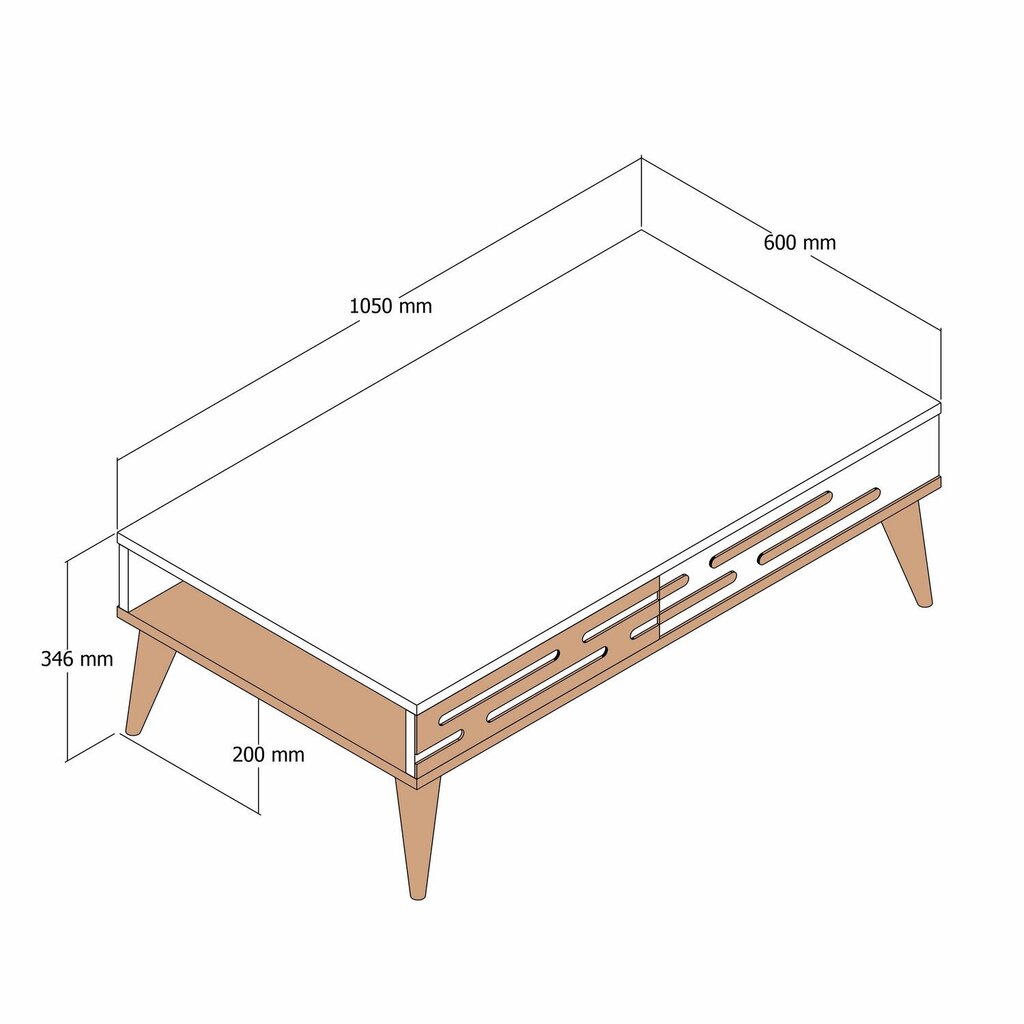 Kahvipöytä, Asir, 105x60x34,6 cm, ruskea/valkoinen/marmori hinta ja tiedot | Sohvapöydät | hobbyhall.fi