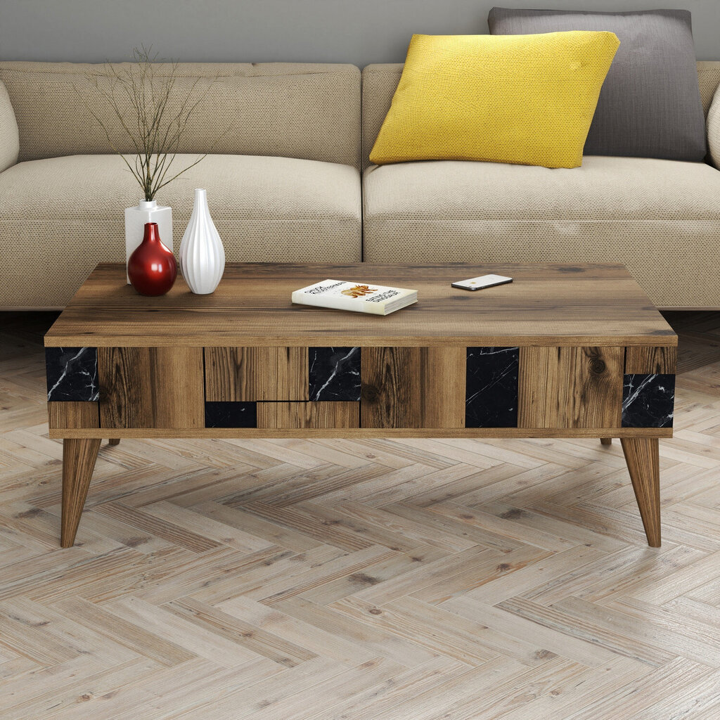 Kahvipöytä, Asir, 105x37,6x60 cm, ruskea/musta hinta ja tiedot | Sohvapöydät | hobbyhall.fi