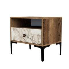 Yöpöytä, Asir, 56x50,8x40 cm, ruskea/valkoinen hinta ja tiedot | Yöpöydät | hobbyhall.fi