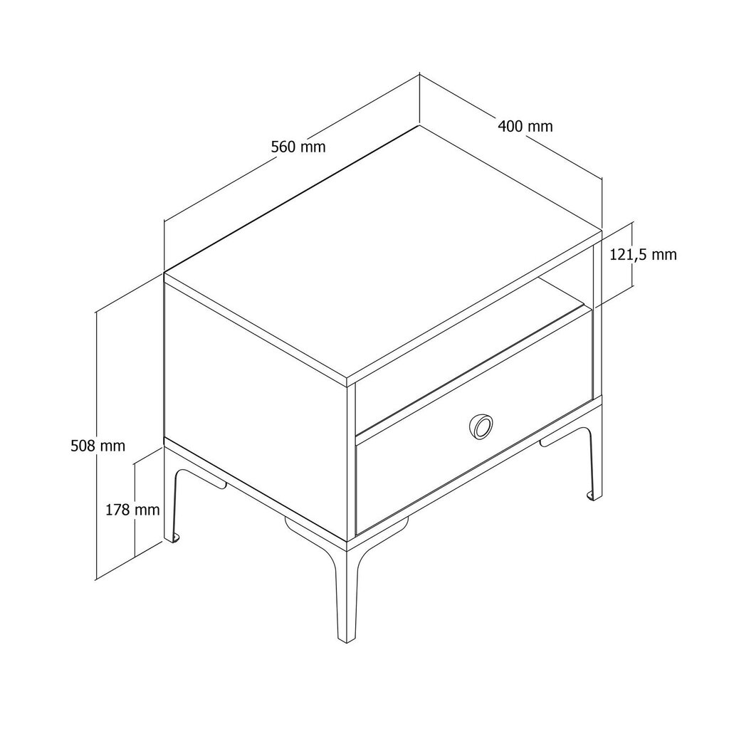 Yöpöytä, Asir, 56x50,8x40 cm, ruskea hinta ja tiedot | Yöpöydät | hobbyhall.fi