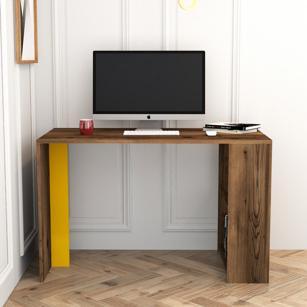 Työpöytä, Asir, 120x75,4x60 cm, ruskea/keltainen hinta ja tiedot | Tietokonepöydät ja työpöydät | hobbyhall.fi