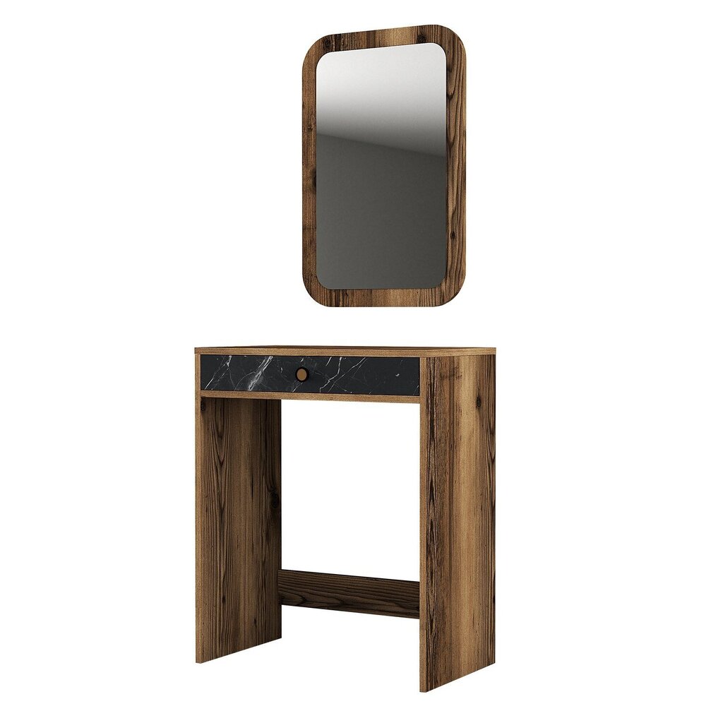 Meikkipöytä, Asir, 70x40x84,7 cm, ruskea/musta hinta ja tiedot | Peilipöydät | hobbyhall.fi