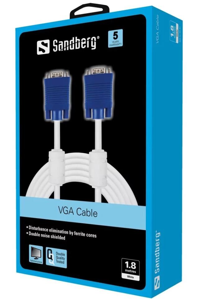 Sandberg VGA/VGA, 1,8 m hinta ja tiedot | Kaapelit ja adapterit | hobbyhall.fi