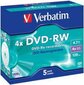 DVD-RW-levyt Verbatim Blank DVD-RW SERL 4,7GB 4x Extra protection, 5 kpl hinta ja tiedot | Vinyylilevyt, CD-levyt, DVD-levyt | hobbyhall.fi