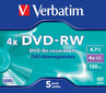 DVD-RW-levyt Verbatim Blank DVD-RW SERL 4,7GB 4x Extra protection, 5 kpl hinta ja tiedot | Vinyylilevyt, CD-levyt, DVD-levyt | hobbyhall.fi