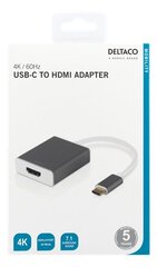 Deltaco USBC-HDMI9, USB-C, HDMI, 0.2m hinta ja tiedot | Kaapelit ja adapterit | hobbyhall.fi