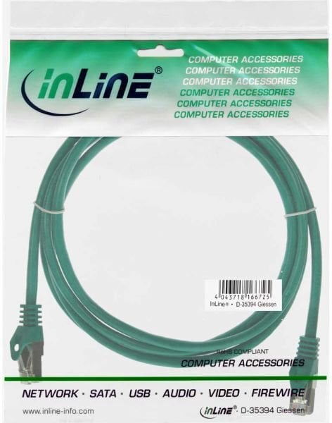 InLine 72522G, RJ45 CAT5e SF/UTP, 25 cm hinta ja tiedot | Kaapelit ja adapterit | hobbyhall.fi