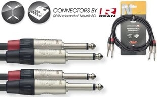 Äänikaapeli Stagg REAN 2 x 6,3 mm Jack TS - 2 x 6,3 mm Jack TS 3 m hinta ja tiedot | Kaapelit ja adapterit | hobbyhall.fi