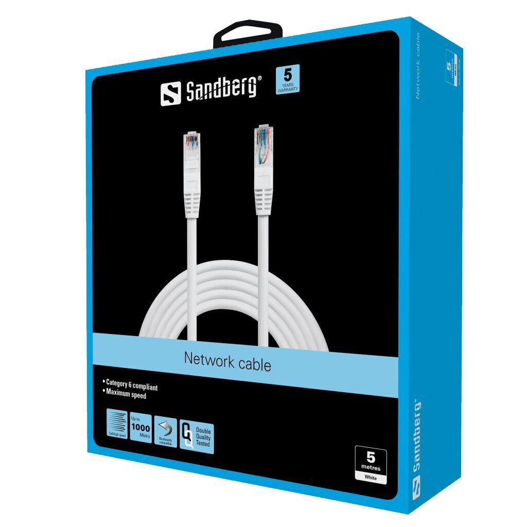 Sandberg Cat6, 5 m hinta ja tiedot | Kaapelit ja adapterit | hobbyhall.fi