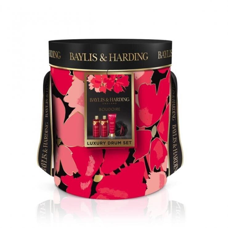 Lahjasetti naisille Baylis & Harding Boudiore Cherry Blossom Luxury Pamper Drum, 4 osaa hinta ja tiedot | Suihkusaippuat ja suihkugeelit | hobbyhall.fi