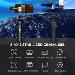 Gimbal 3-akselinen stabilisaattori puhelimeen, LIVMAN S5B hinta ja tiedot | Selfie-tikut ja -telineet | hobbyhall.fi