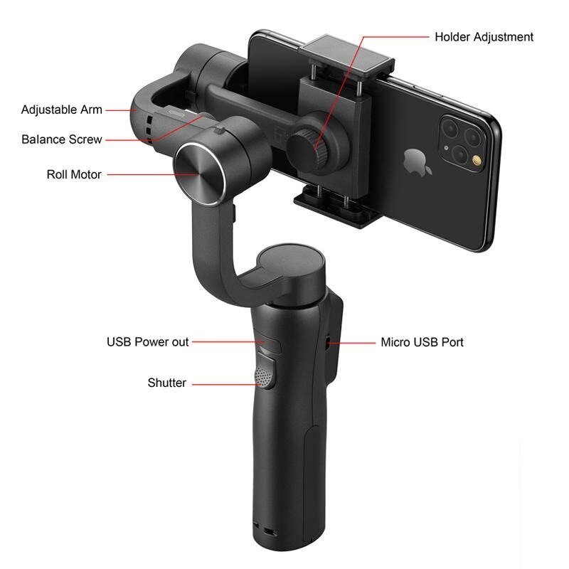 Gimbal 3-akselinen stabilisaattori puhelimeen, LIVMAN S5B hinta ja tiedot | Selfie-tikut ja -telineet | hobbyhall.fi