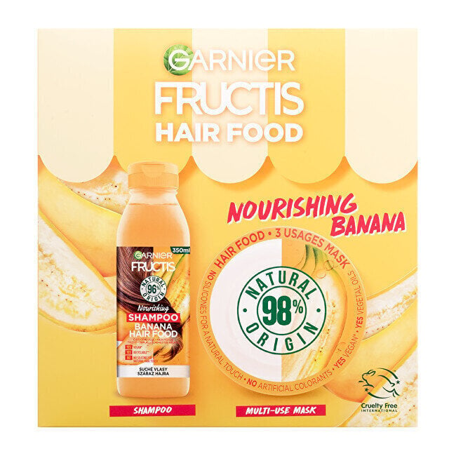 Fructis Hair Food Banana hiuskosmetiikkasetti kuiville hiuksille: shampoo, 350 ml + naamio, 390 ml hinta ja tiedot | Shampoot | hobbyhall.fi
