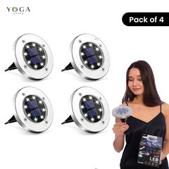 Outdoor Solar Disc Light, 8 LED, Vedenpitävä maisemavalo, Patio Garden Nurmikko Valkoinen, 4 osan sarja hinta ja tiedot | Puutarha- ja ulkovalot | hobbyhall.fi