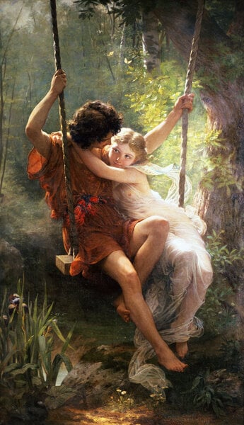 Jäljennös maalauksesta "La Primavera" (1873; Pierre Auguste Cot), 30x40cm