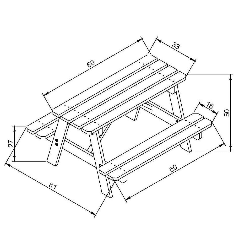 Puinen lastenpöytä Timbela M012-1 - A50 x 81 x 60 cm hinta ja tiedot | Lasten ulkokalusteet | hobbyhall.fi