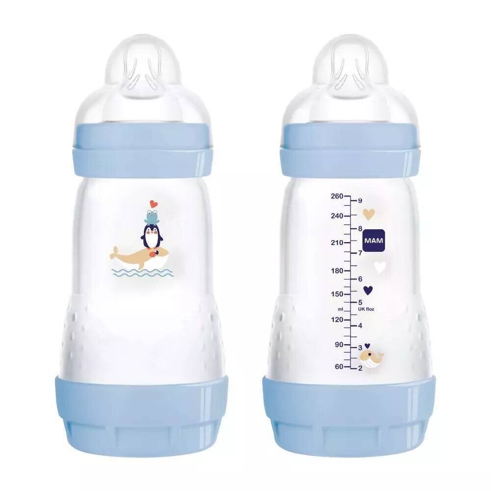 Buteliukas su antikolikine apsauga MAM Baby Berniukas, 2m+, 260ml hinta ja tiedot | Tuttipullot ja tarvikkeet | hobbyhall.fi