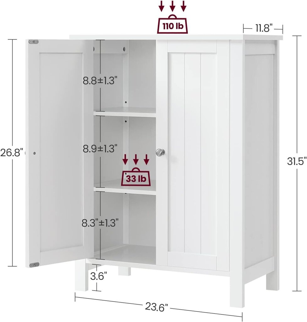 Kylpyhuoneen kaappi Vasagle BCB60W hinta ja tiedot | Kylpyhuonekaapit | hobbyhall.fi