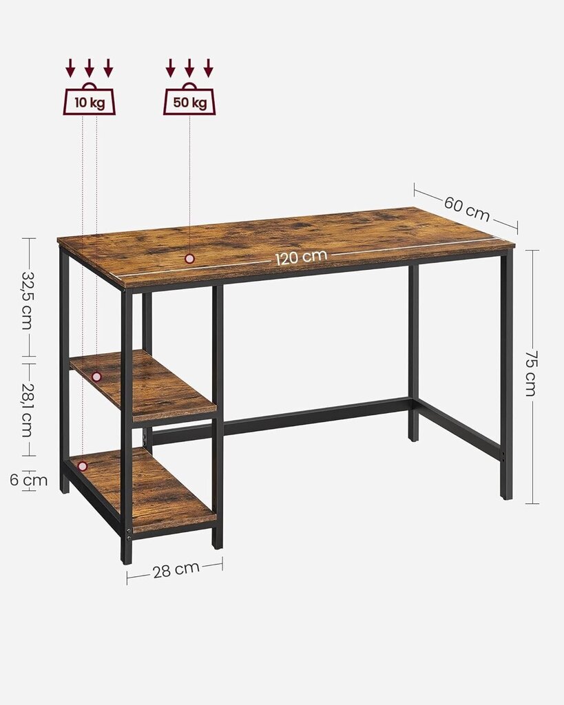 Työpöytä Vasen, monivärinen hinta ja tiedot | Tietokonepöydät ja työpöydät | hobbyhall.fi