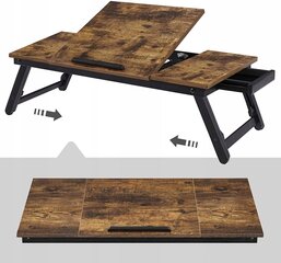 Songmics kannettavan pöytä, 71x35x23 cm, tummanruskea/musta hinta ja tiedot | Tietokonepöydät ja työpöydät | hobbyhall.fi