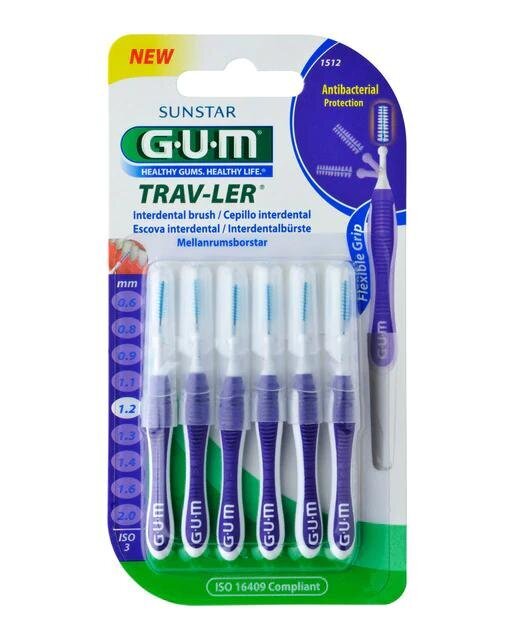 Hammasväliharjat 6 kpl. GUM® (1512) Travler 1,2 mm hinta ja tiedot | Suuhygienia | hobbyhall.fi