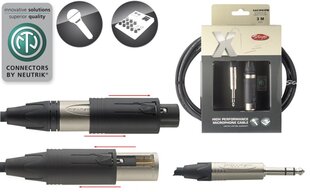 Äänikaapeli Stagg Neutrik 6.35mm Jack TRS - XLR 3m (kaksinkertainen XLR-liitin) hinta ja tiedot | Kaapelit ja adapterit | hobbyhall.fi