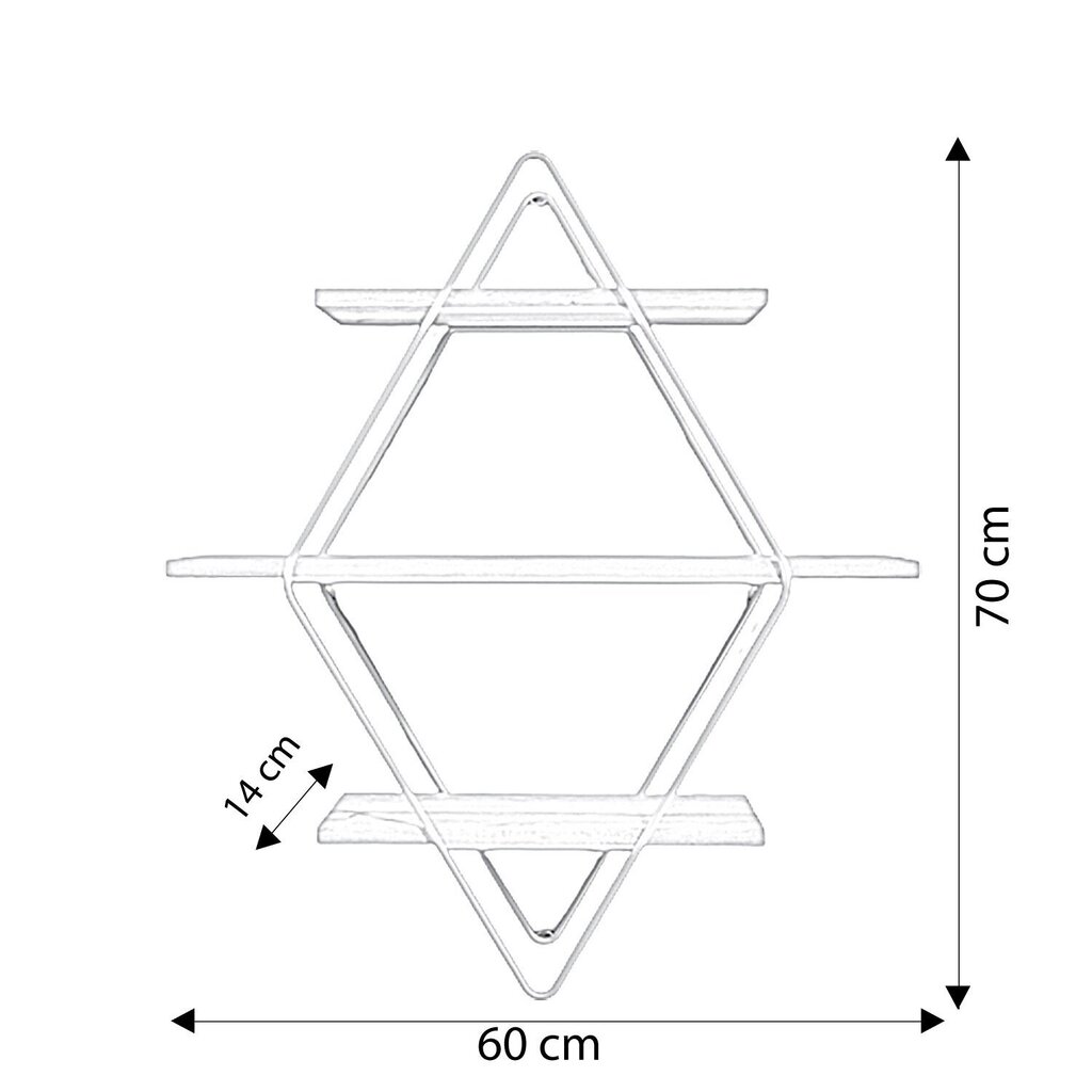 Seinähylly, Asir, 60x70x14 cm, kulta/ruskea hinta ja tiedot | Hyllyt | hobbyhall.fi