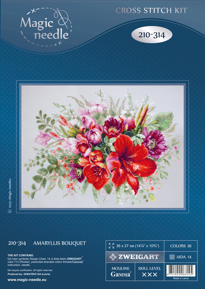 Ristipistopakkaukset Magic Needle Amaryllis Bouquet 210-314 hinta ja tiedot | Kirjontatarvikkeet | hobbyhall.fi