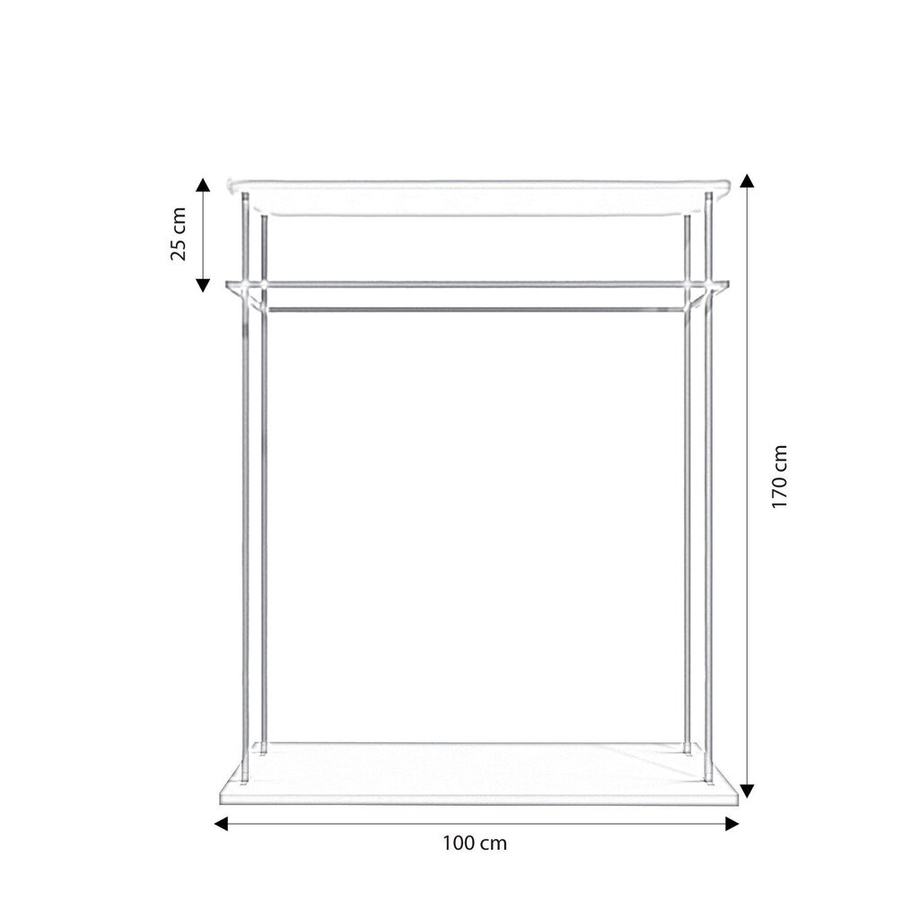 Vaatekaappi, Asir, 100x170x40 cm, kulta/valkoinen hinta ja tiedot | Naulakot | hobbyhall.fi