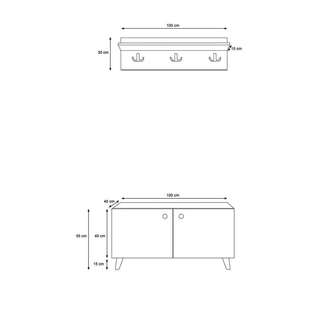 Halliteline, Asir, 100x40x40 cm, beige/valkoinen hinta ja tiedot | Eteisen kalusteryhmät | hobbyhall.fi