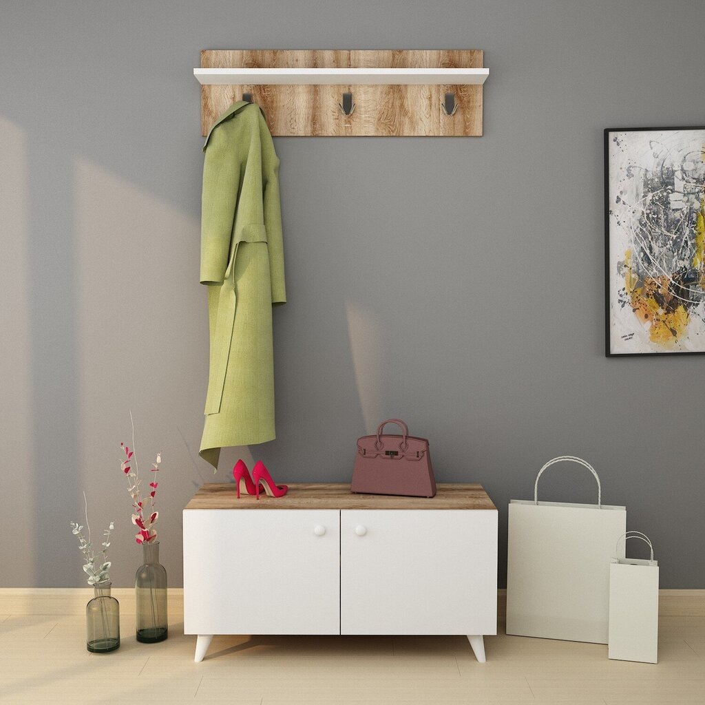 Halliteline, Asir, 100x40x40 cm, beige/valkoinen hinta ja tiedot | Eteisen kalusteryhmät | hobbyhall.fi