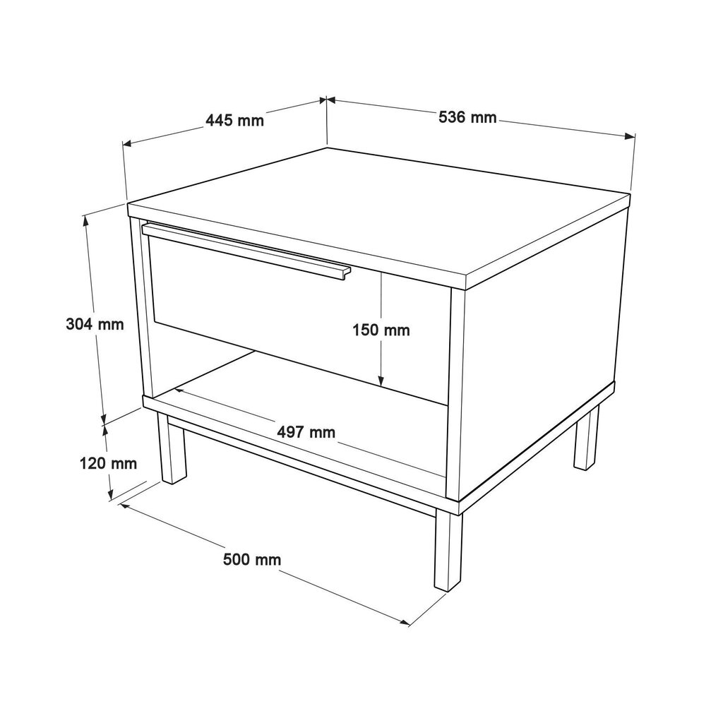 Yöpöytä, Asir, 53,6x42,4x44,5 cm, valkoinen hinta ja tiedot | Yöpöydät | hobbyhall.fi