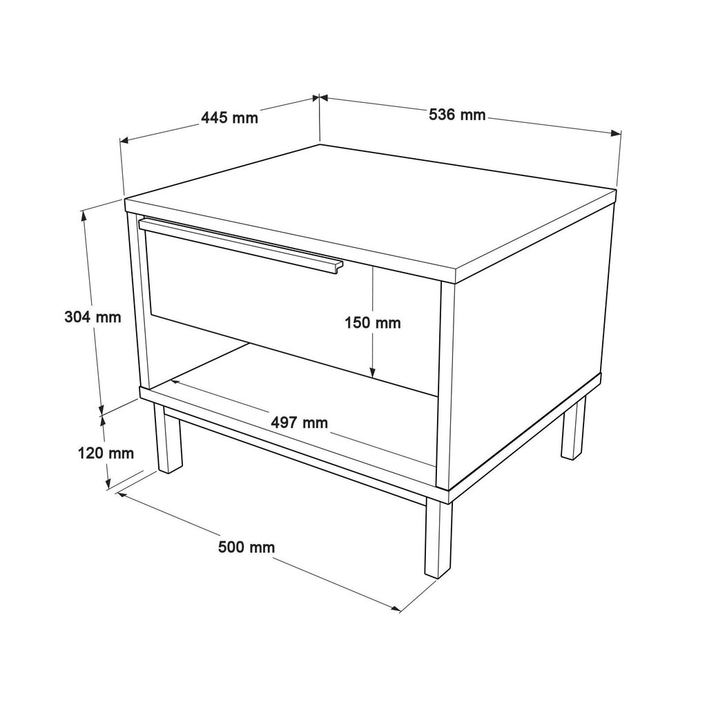 Yöpöytä, Asir, 53,6x42,4x44,5 cm, ruskea hinta ja tiedot | Yöpöydät | hobbyhall.fi
