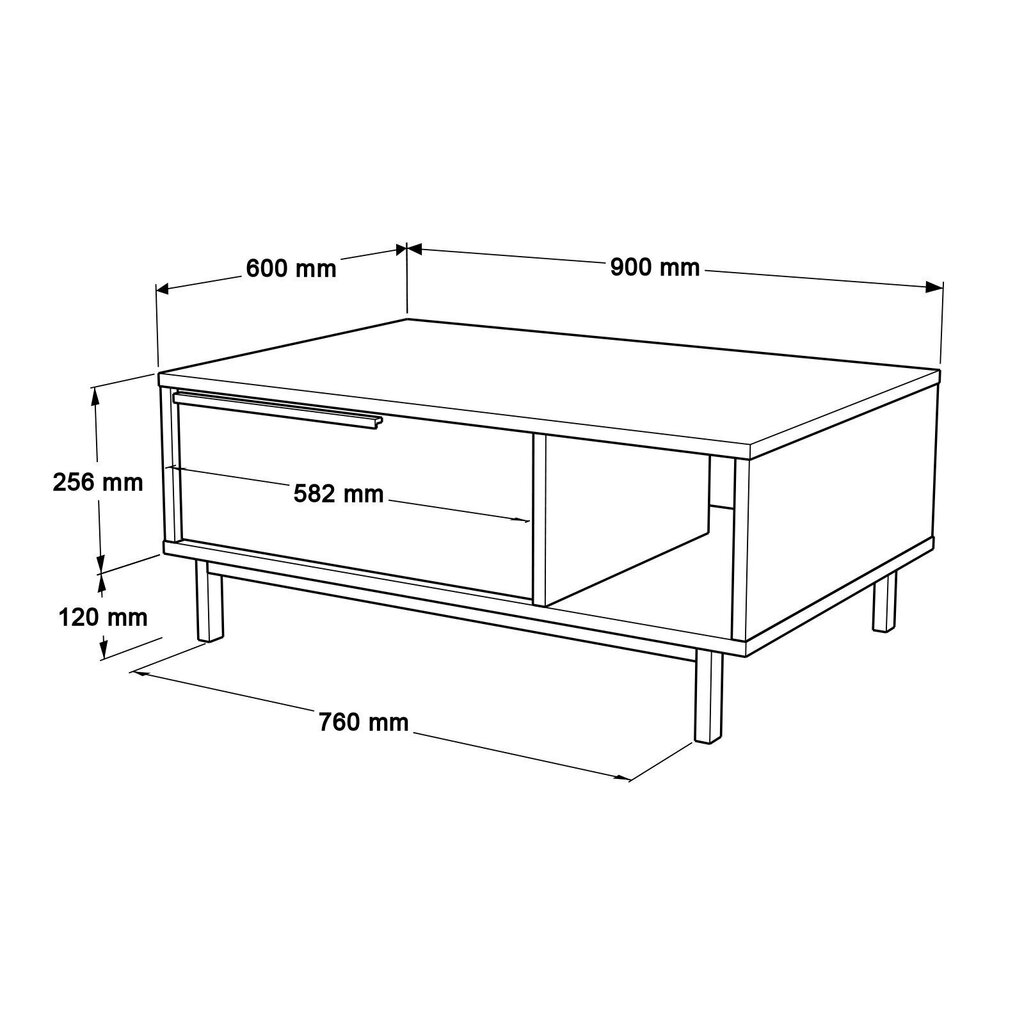 Kahvipöytä, Asir, 90x37,6x60 cm, valkoinen hinta ja tiedot | Sohvapöydät | hobbyhall.fi