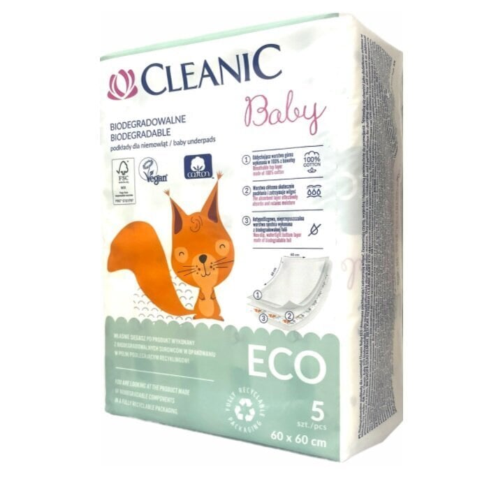 Vienkartiniai paklotai kūdikiams Cleanic Baby eco, 5 vnt. hinta ja tiedot | Vauvan hoitoalustat ja tekstiilit | hobbyhall.fi