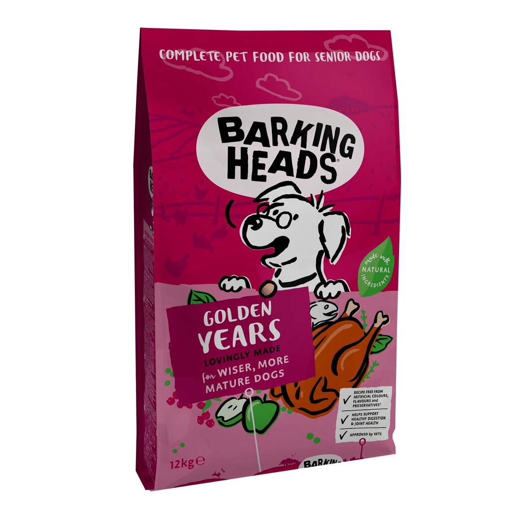 Barking Heads Golden Years ikääntyville koirille kana, 12 kg hinta ja tiedot | Koiran kuivaruoka | hobbyhall.fi