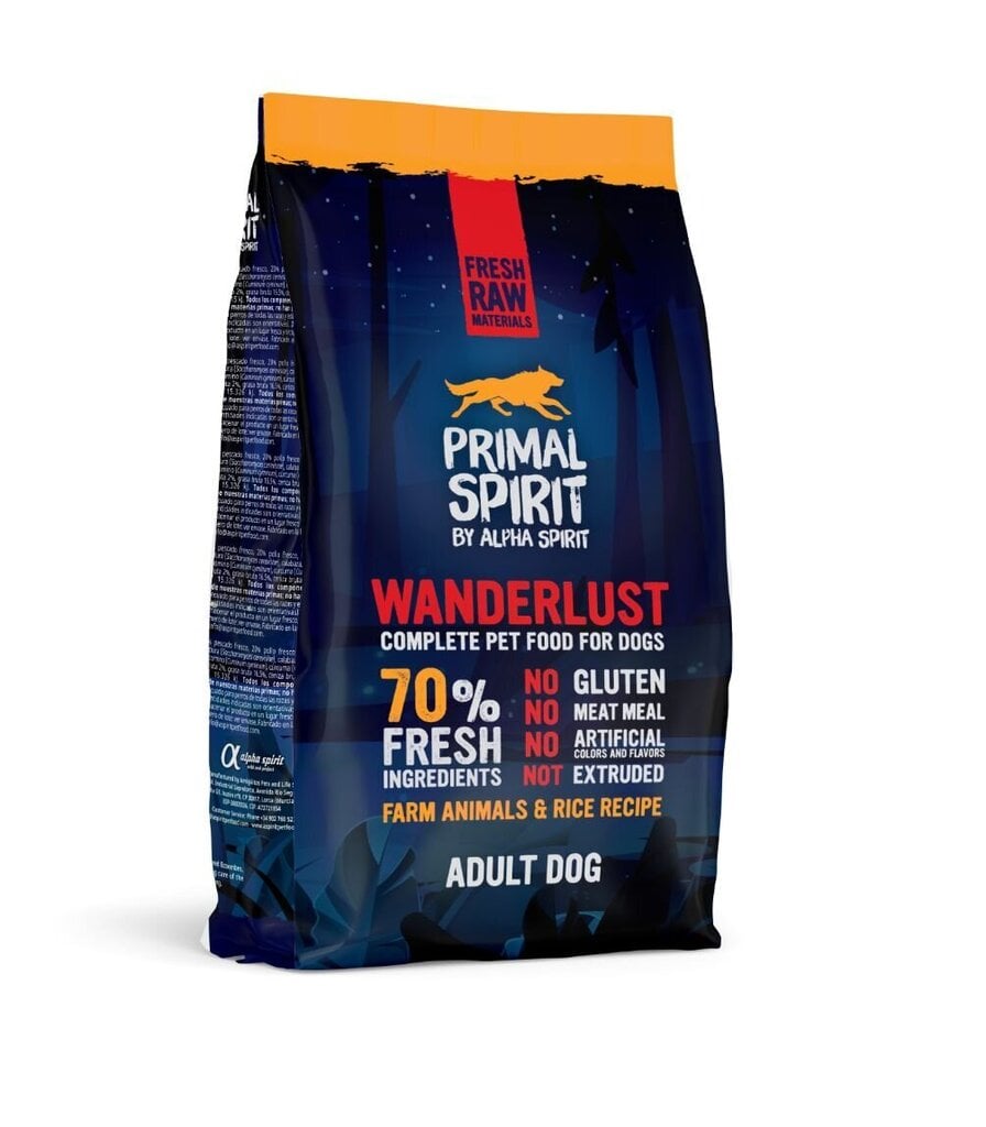 Primal Spirit drėgnas pašaras suaugusiems šunims Wanderlust 1kg hinta ja tiedot | Koiran kuivaruoka | hobbyhall.fi