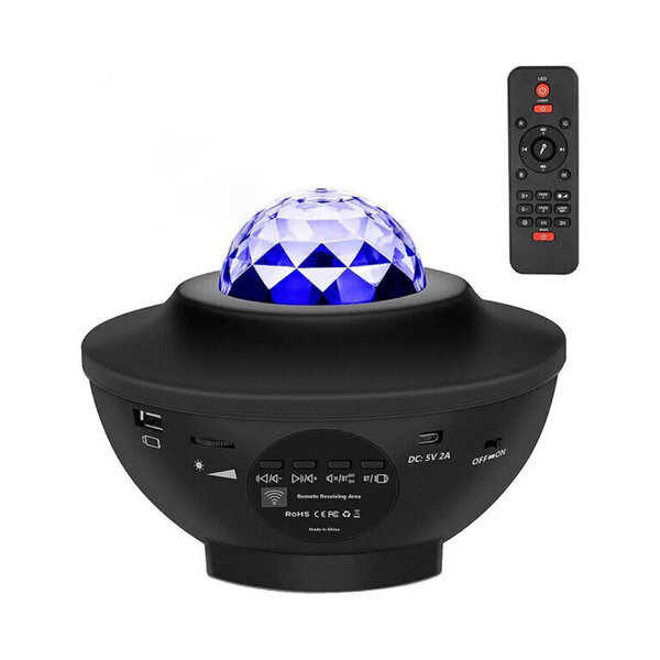 STARS LED Bluetooth-kaiuttimella + kaukosäädin + USB, Musta