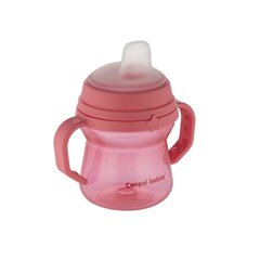 Canpol Babies FirstCup silikonikannella, vaaleanpunainen, 6 kk+, 150 ml hinta ja tiedot | Tuttipullot ja tarvikkeet | hobbyhall.fi